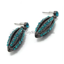 Elegant Alloy Earrings with Green Rhinestones