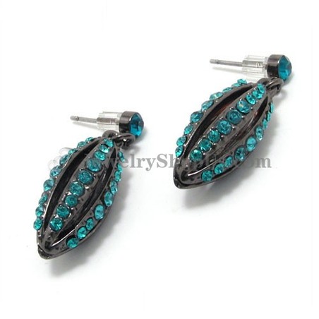 Elegant Alloy Earrings with Green Rhinestones