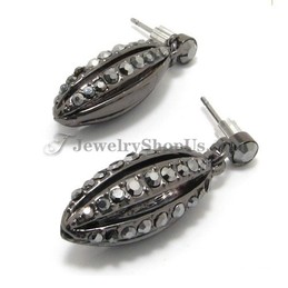 Elegant Alloy Earrings with Black Rhinestones