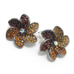 Elegant Flower Alloy Earrings with Colorful Rhinestones