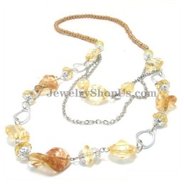 Beautiful Yellow Synthetic Crystal Necklace