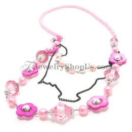 Beautiful Necklace with Pink Plexiglass and Shells