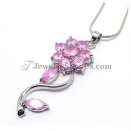 Fashion Flowers Alloy Pendant with Pink Zircons
