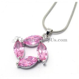 Beautiful Pink Four Leaves Zircons Alloy Pendant