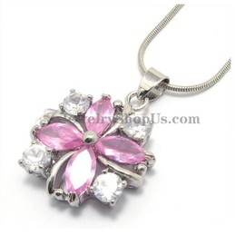 Beautiful Alloy Pendant with Rhinestones and Pink Zircons