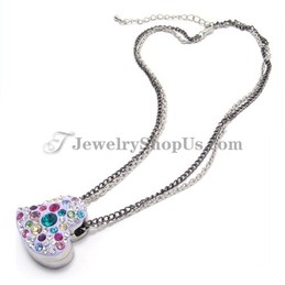 Elegant Heart Shape Alloy Pendant with Colorful Rhinestones