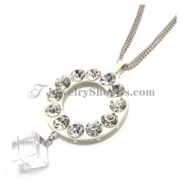 Elegant Circle Alloy Pendant with Rhinestones and Zircon