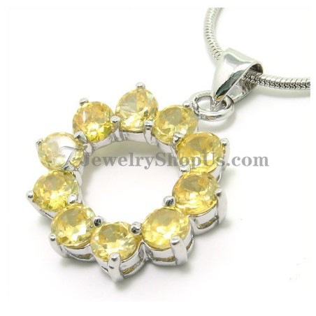 Gorgeous Alloy Pendant with Yellow Zircons