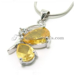 Fashion Alloy Pendant with Yellow Zircons