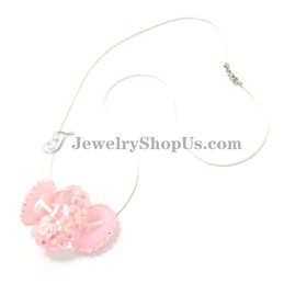 Fashion Alloy Pendant with Pink Plexiglass and Rhinestones