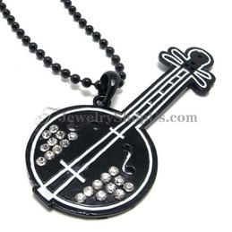 Fashion Alloy Lute Pendant with Rhinestones