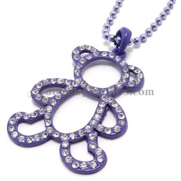 Elegant Bear Shape Alloy Pendant with Black Rhinestones