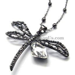 Fashion Black Alloy Pendant with Rhinestones