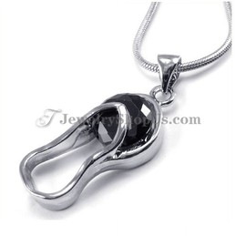 Elegant Slipper Shape Alloy Pendant with Black Zircon