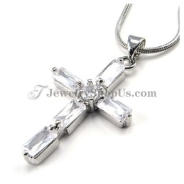 Fashion Cross Alloy Pendant with Rhinestones and Zircons