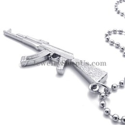Fine Silver Rifle Shotgun Shape Alloy Pendant
