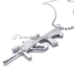 Fine Rifle Shotgun Shape Silver Alloy Pendant