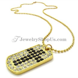 Elegant Gold Alloy Pendant with Black Rhinestones Corss