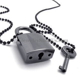 Fashion Black Alloy Lock and Key Pendants