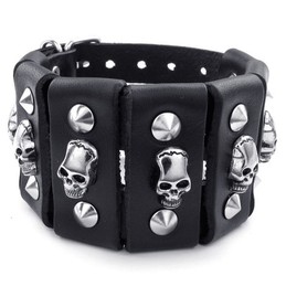 Sophisticated Technology Delicate Colors The Queen of Quality Steel Titanium Leather Bangle