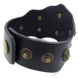 Deft Design Delicate Colors The Queen of Quality Stainless Steel Titanium Leather Bangle