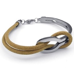Elegant Shape Delicate Colors Excellent Quality Titanium Leather Bangle