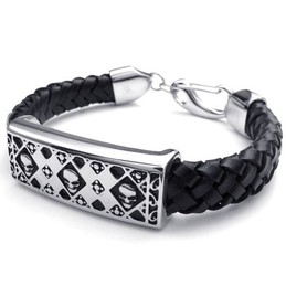 Deft Design Delicate Colors Reliable Quality Titanium Leather Bangle