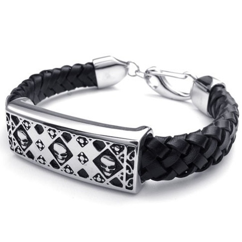 Deft Design Delicate Colors Reliable Quality Titanium Leather Bangle