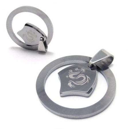 New Style Dragon Circle Tungsten Pendant (Free Chain) 11618