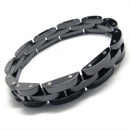 Mens Ceramic 9mm Wide Black Bracelet 15979