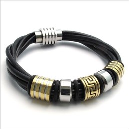 Deft Design Beautiful in Colors Excellent Quality Titanium Leather Bracelet