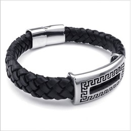 Deft Design Delicate Colors Reliable Quality Titanium Leather Bracelet