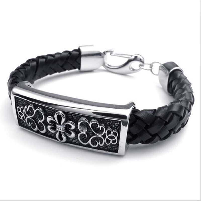 Fashionable Patterns Delicate Colors Excellent Quality Titanium Leather Bracelet