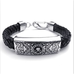 Attractive Design Delicate Colors Excellent Quality Titanium Leather Bracelet