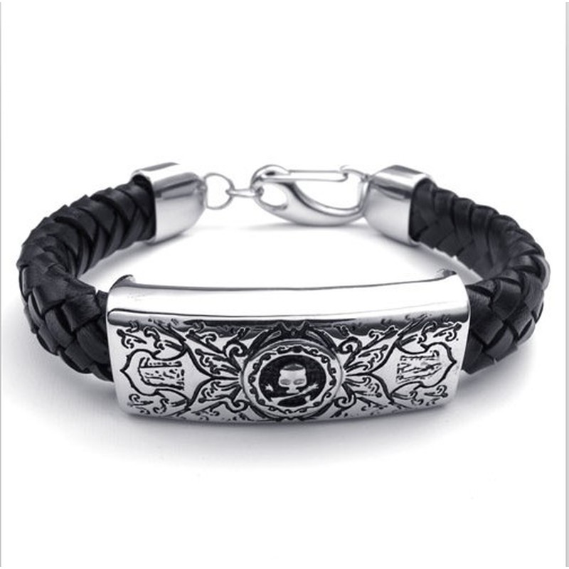 Attractive Design Delicate Colors Excellent Quality Titanium Leather Bracelet