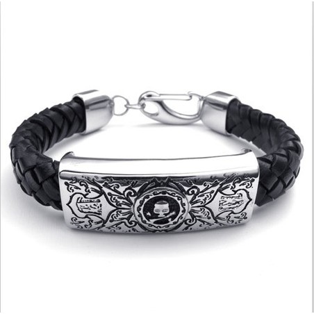 Attractive Design Delicate Colors Excellent Quality Titanium Leather Bracelet