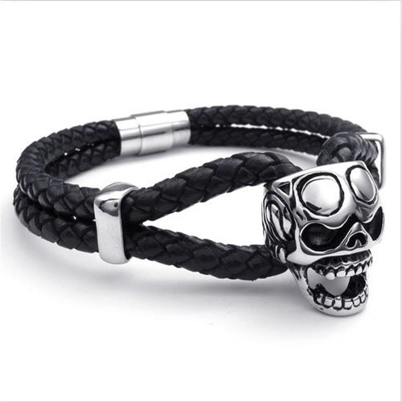 Attractive Design Delicate Colors Excellent Quality Titanium Leather Bracelet