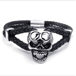Attractive Design Delicate Colors Excellent Quality Titanium Leather Bracelet