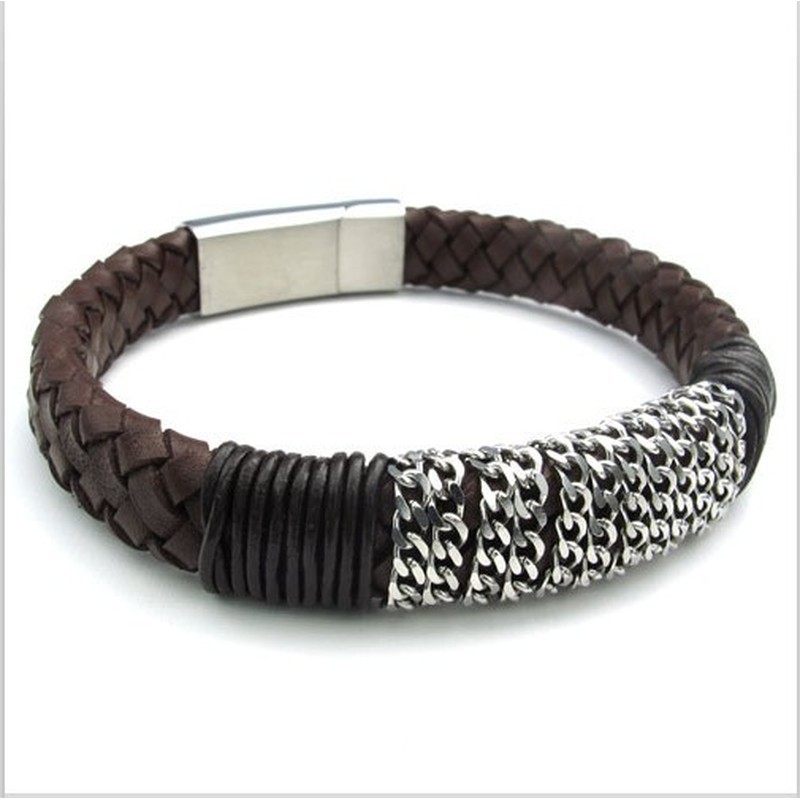 Deft Design Delicate Colors Reliable Quality Titanium Leather Bracelet