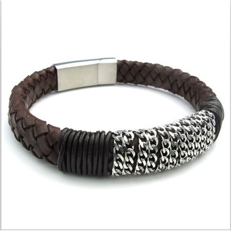 Deft Design Delicate Colors Reliable Quality Titanium Leather Bracelet
