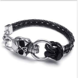 Deft Design Delicate Colors Stable Quality Titanium Leather Bracelet