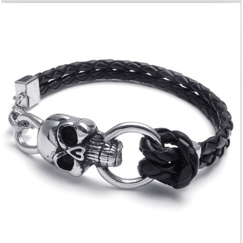 Deft Design Delicate Colors Stable Quality Titanium Leather Bracelet