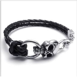 Deft Design Delicate Colors Stable Quality Titanium Leather Bracelet