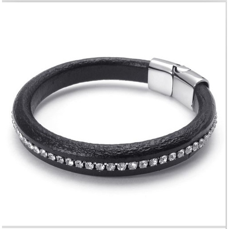 Deft Design Delicate Colors Stable Quality Titanium Leather Bracelet