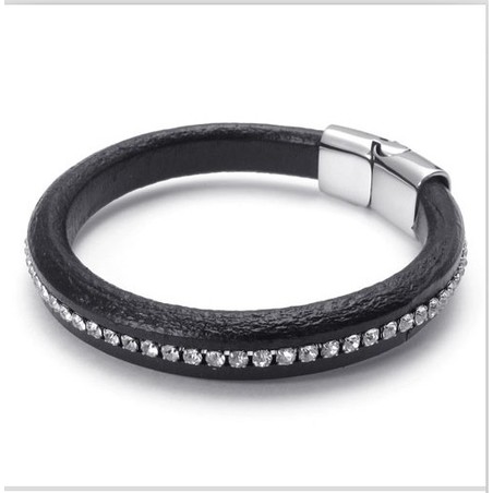 Deft Design Delicate Colors Stable Quality Titanium Leather Bracelet