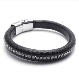 Deft Design Delicate Colors Stable Quality Titanium Leather Bracelet