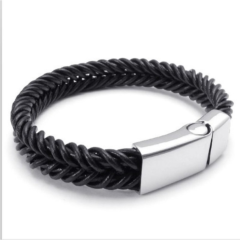 Deft Design Delicate Colors Stable Quality Titanium Leather Bracelet