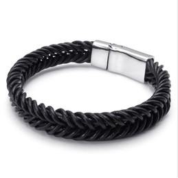 Deft Design Delicate Colors Stable Quality Titanium Leather Bracelet