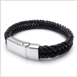 Deft Design Delicate Colors Stable Quality Titanium Leather Bracelet