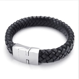 Deft Design Delicate Colors Stable Quality Titanium Leather Bracelet